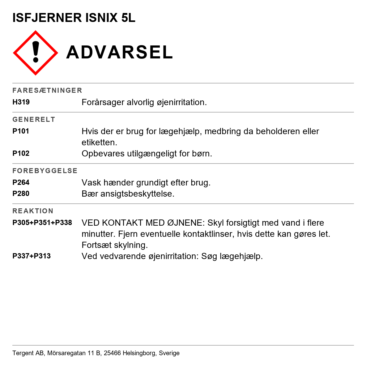 Isfjerner Isnix Tergent