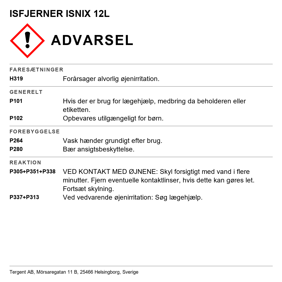 Isfjerner Isnix Tergent