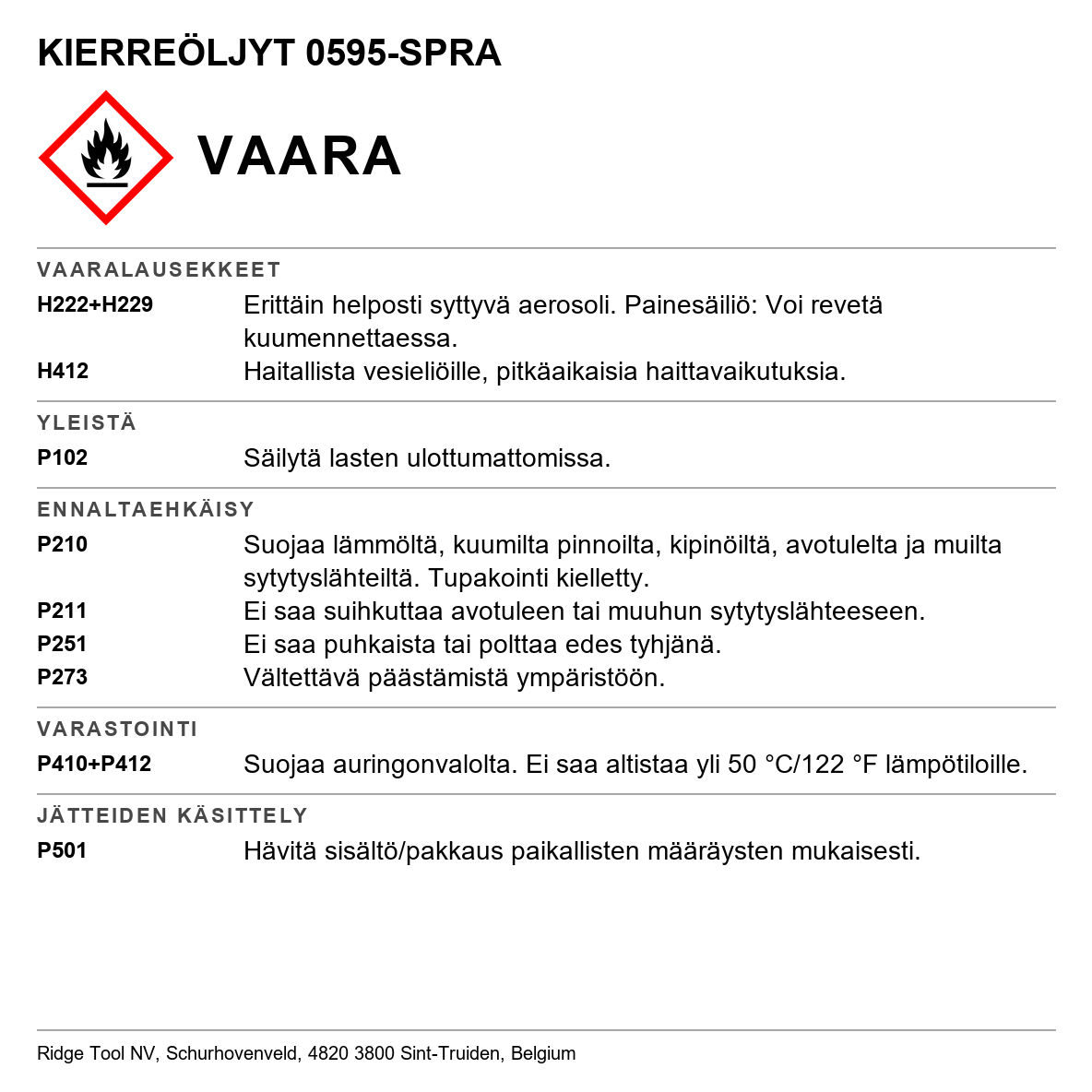 Kierreöljy Ridgid