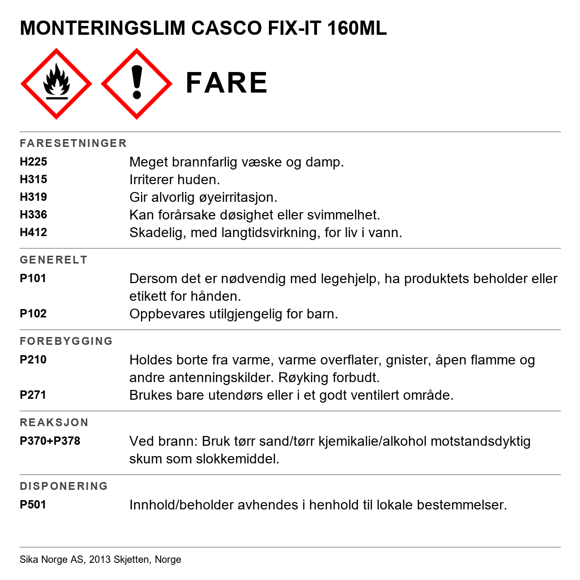 Monteringslim Casco Fix-it 3876