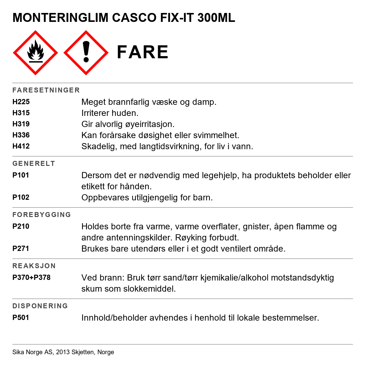 Monteringslim Casco Fix-it 3876