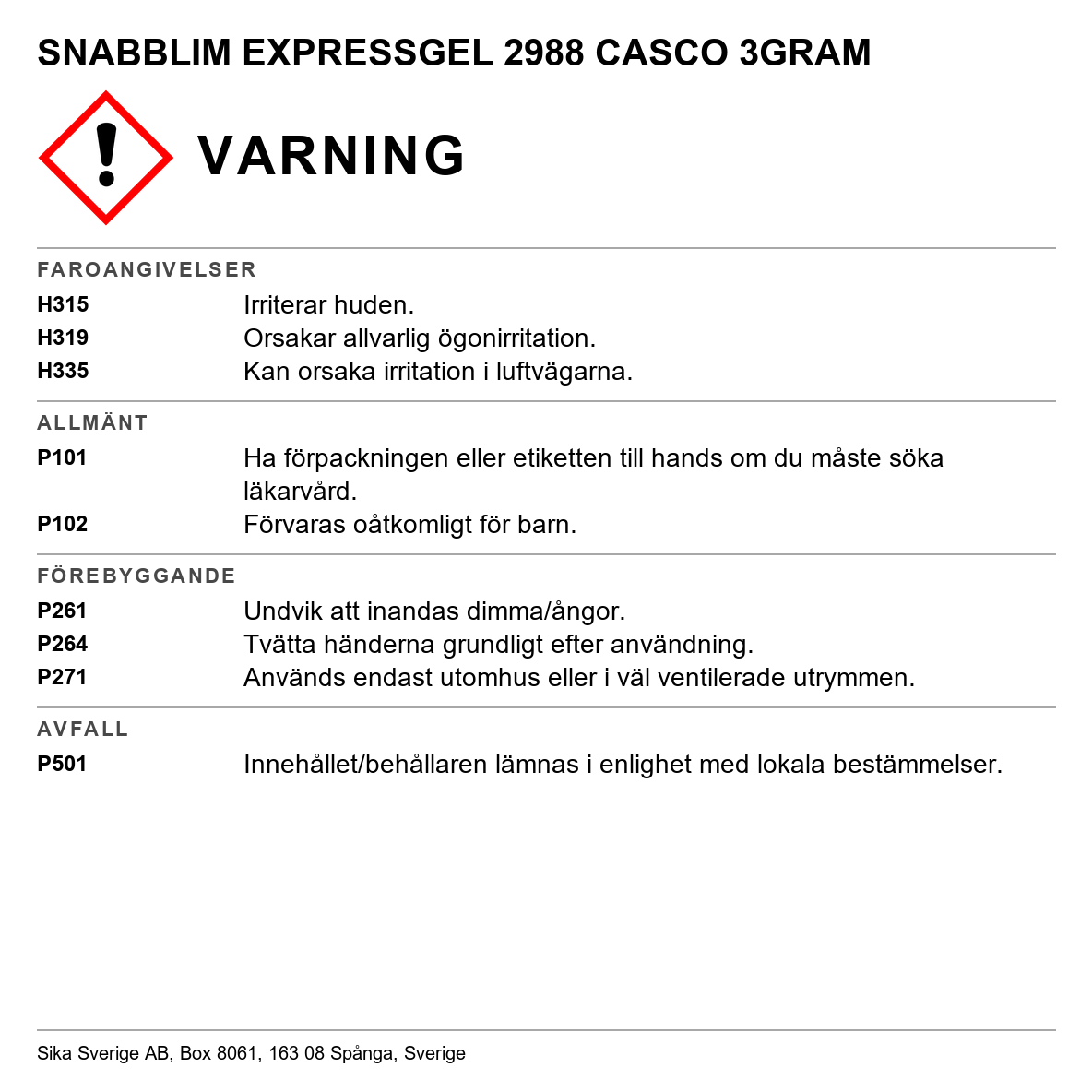Snabblim Casco ExpressGel 2988