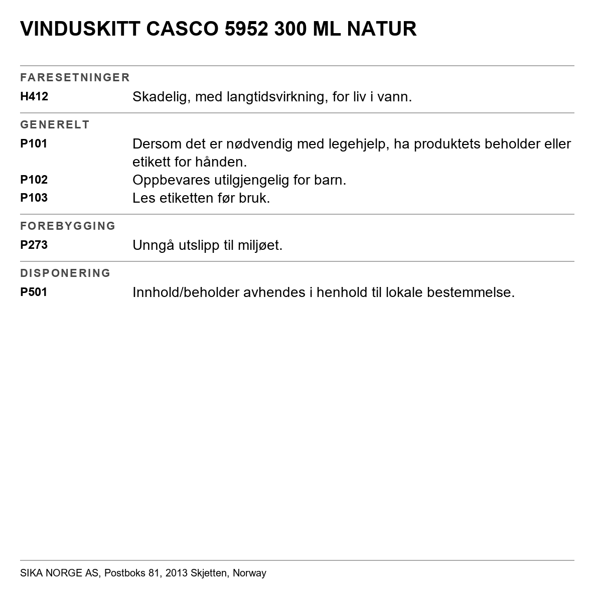 Vinduskitt Casco 5952