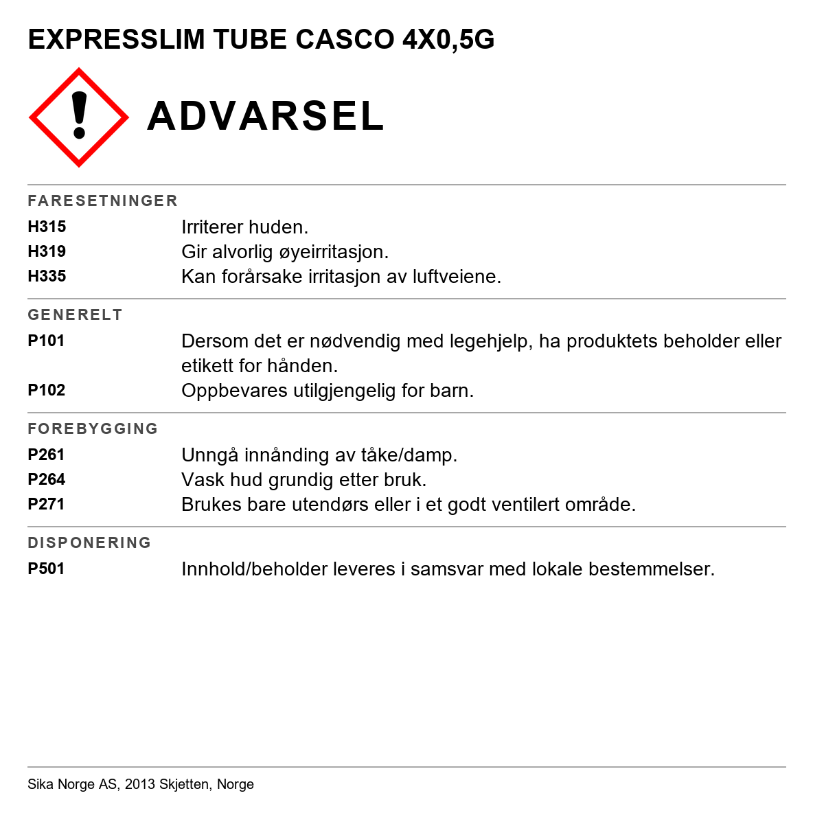 Superlim Casco Express Glue, tuber