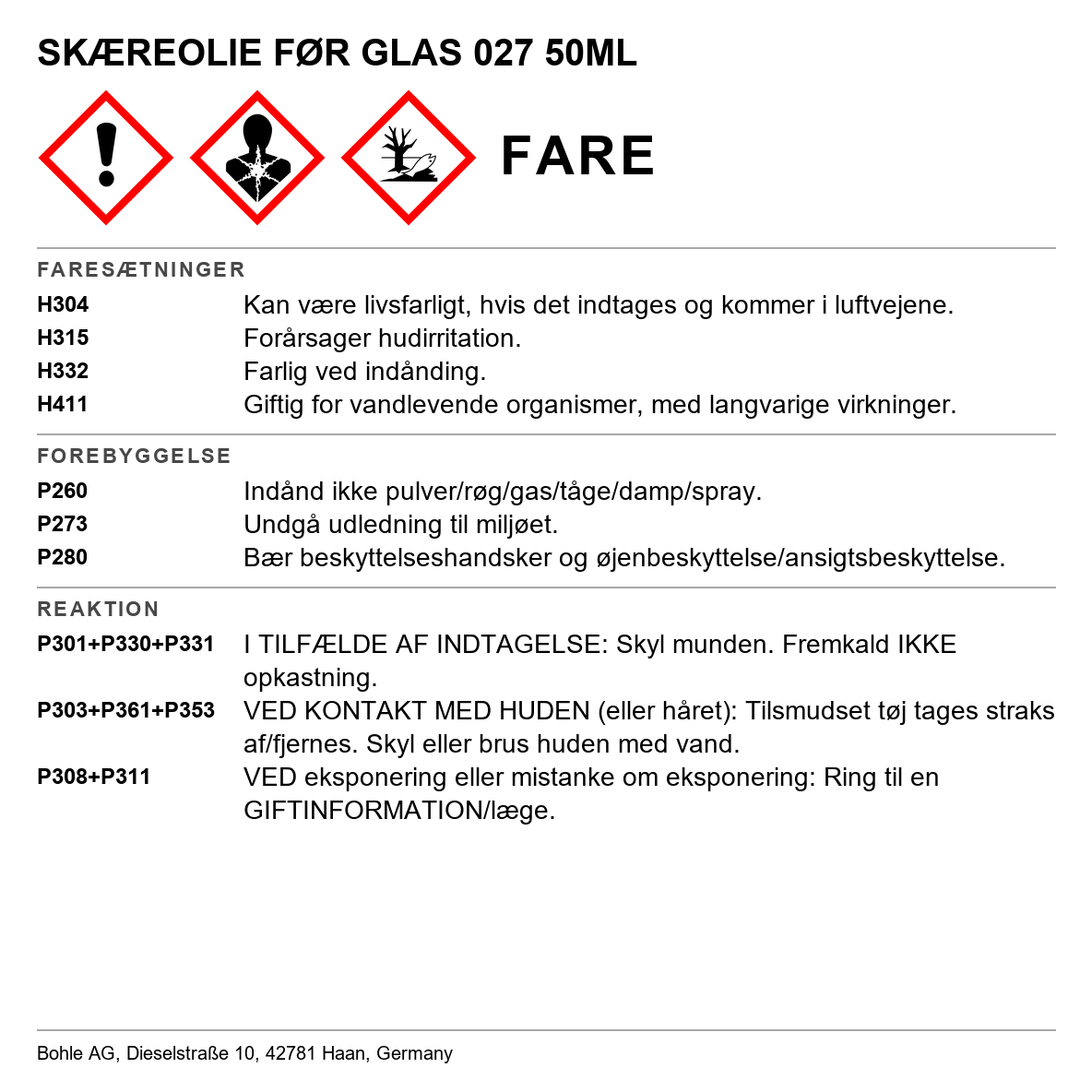 Skæreolie til glasskærer Bohle 027