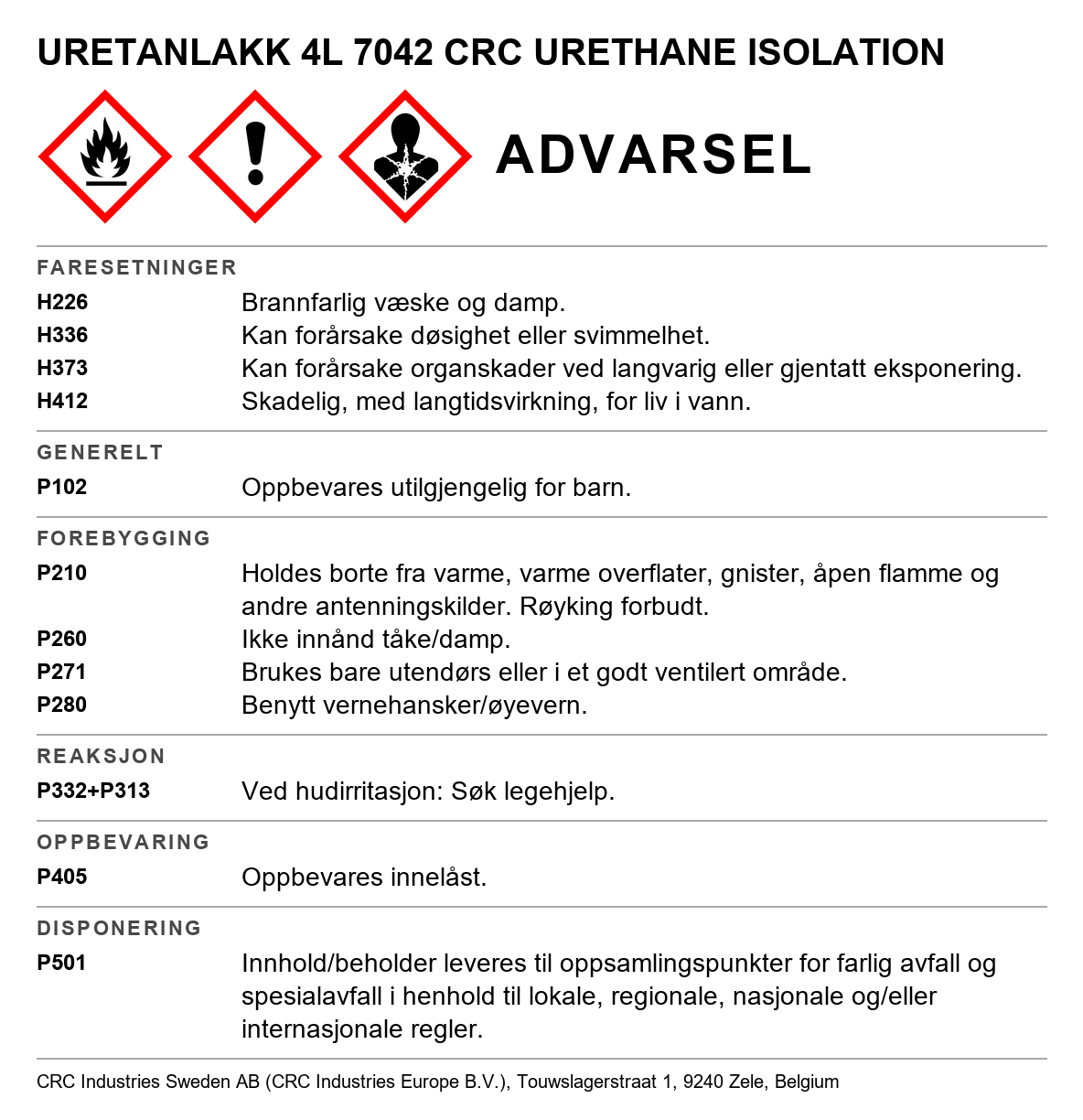 Uretanlakk CRC Urethane Isolation 7042