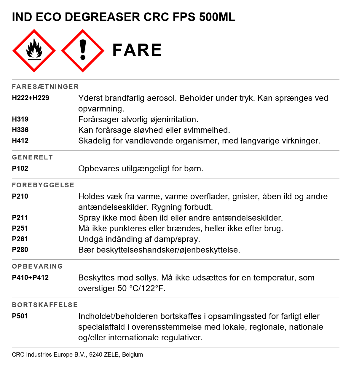 Affedtningsmiddel CRC Foodkleen