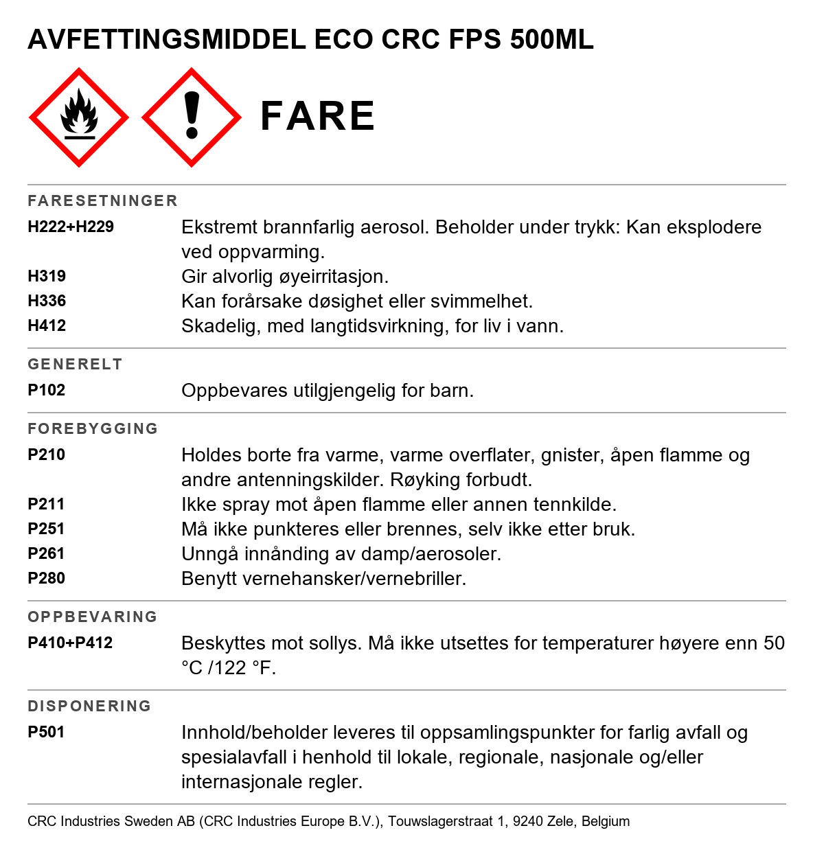 Avfettingsmiddel CRC Foodkleen