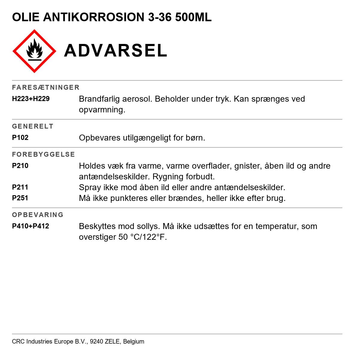 Korrosionsbeskyttelsesmiddel CRC 3-36 6012 / 6015