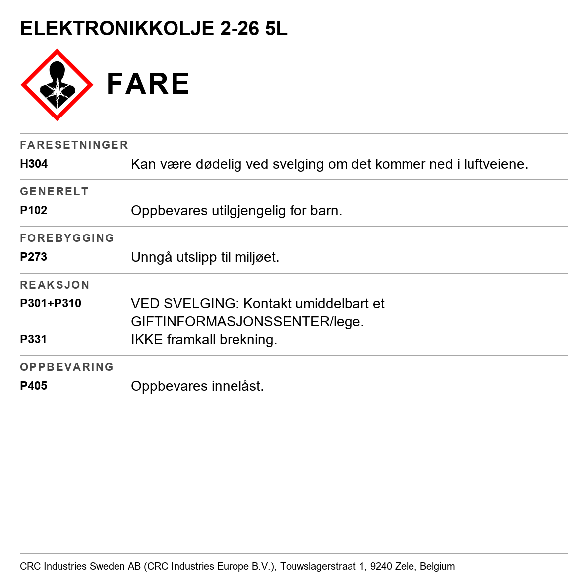 Elektronikkolje 2-26 CRC 7011 / 7014