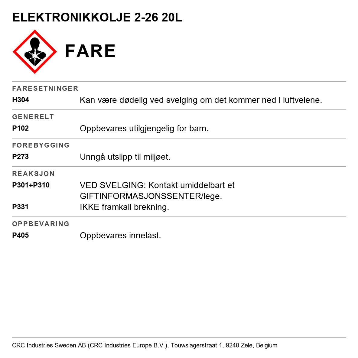 Elektronikkolje 2-26 CRC 7011 / 7014