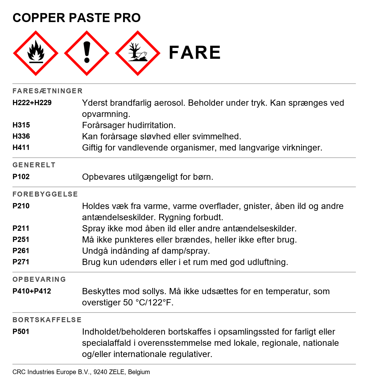 Kobberpasta CRC Copper Paste 3075/3042/3041