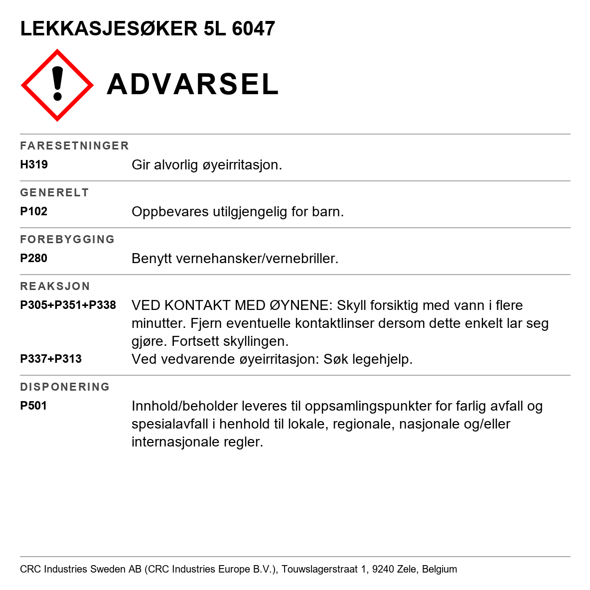 Lekkasjesøkerspray CRC ECO Leak finder