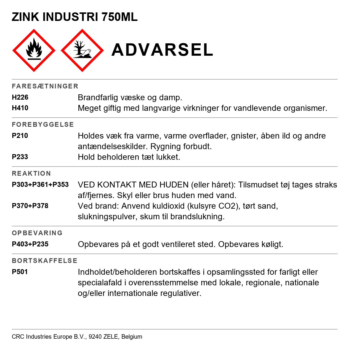 Korrosionsbeskyttelse CRC Zink 6040 / 6042