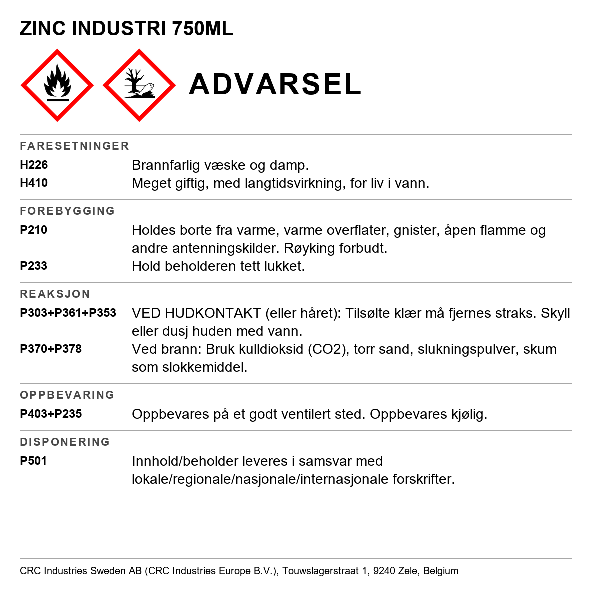Korrosjonsvern CRC Zink 6040 / 6042