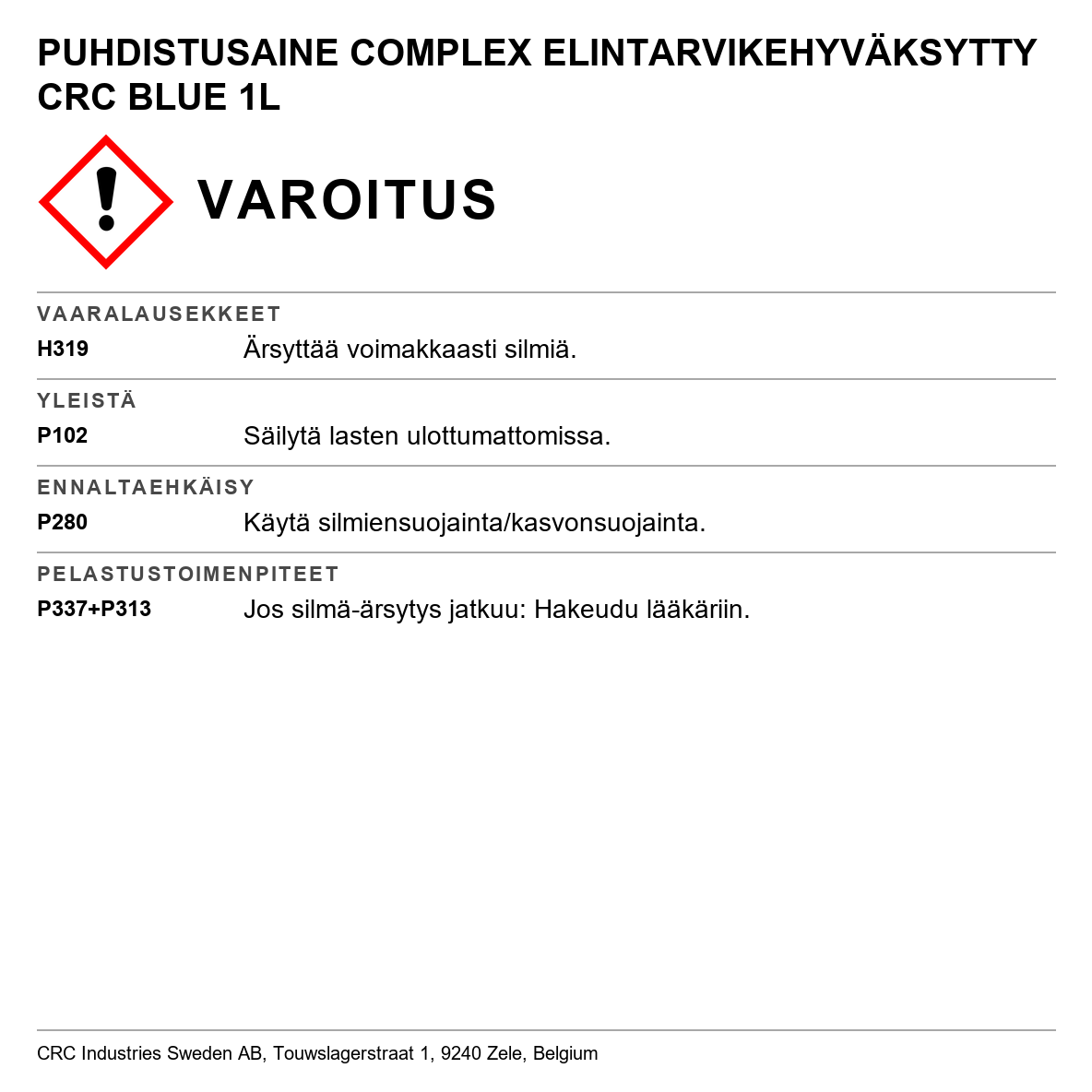 Puhdistusaine CRC ECO Complex Blue 8020/8022