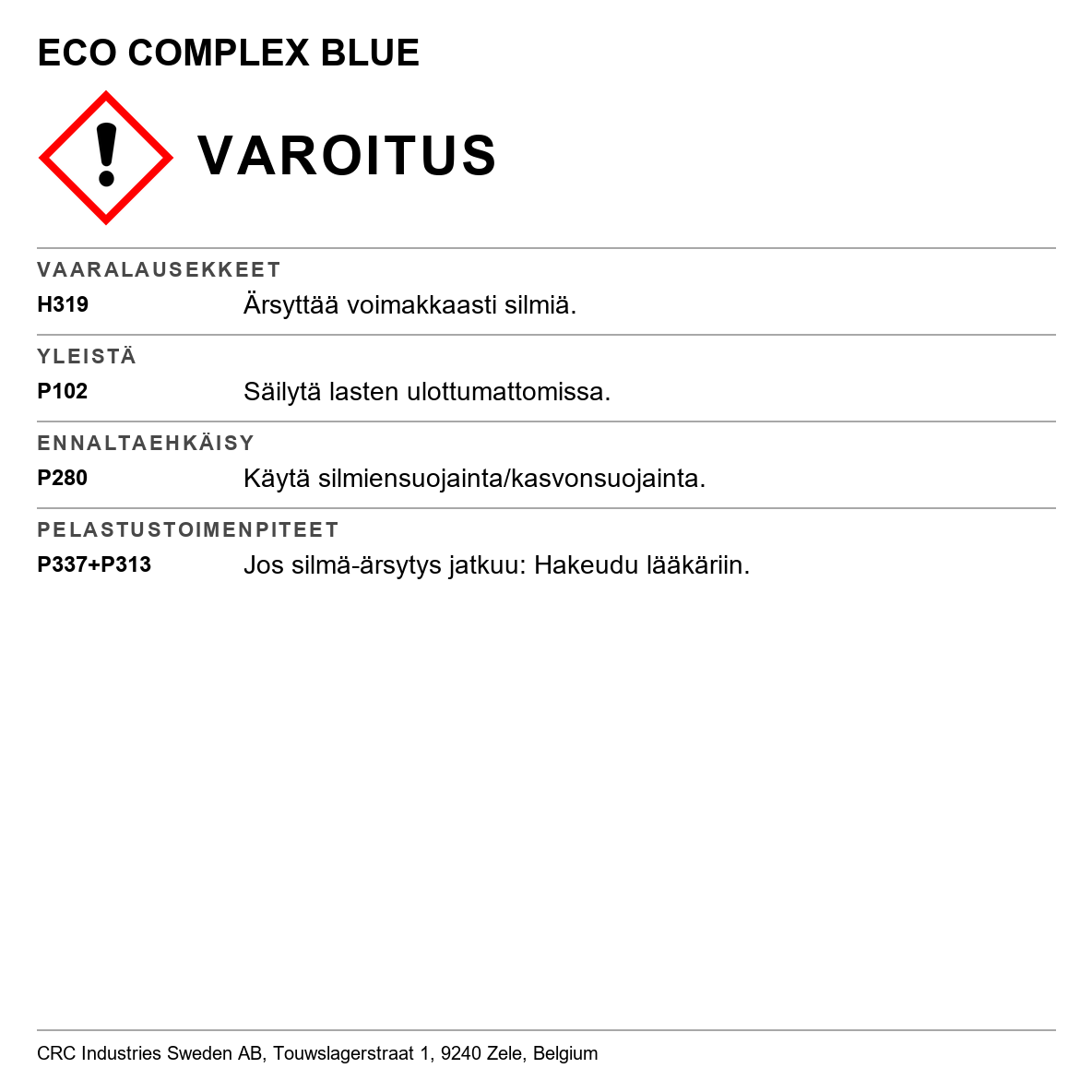 Puhdistusaine CRC ECO Complex Blue 8020/8022