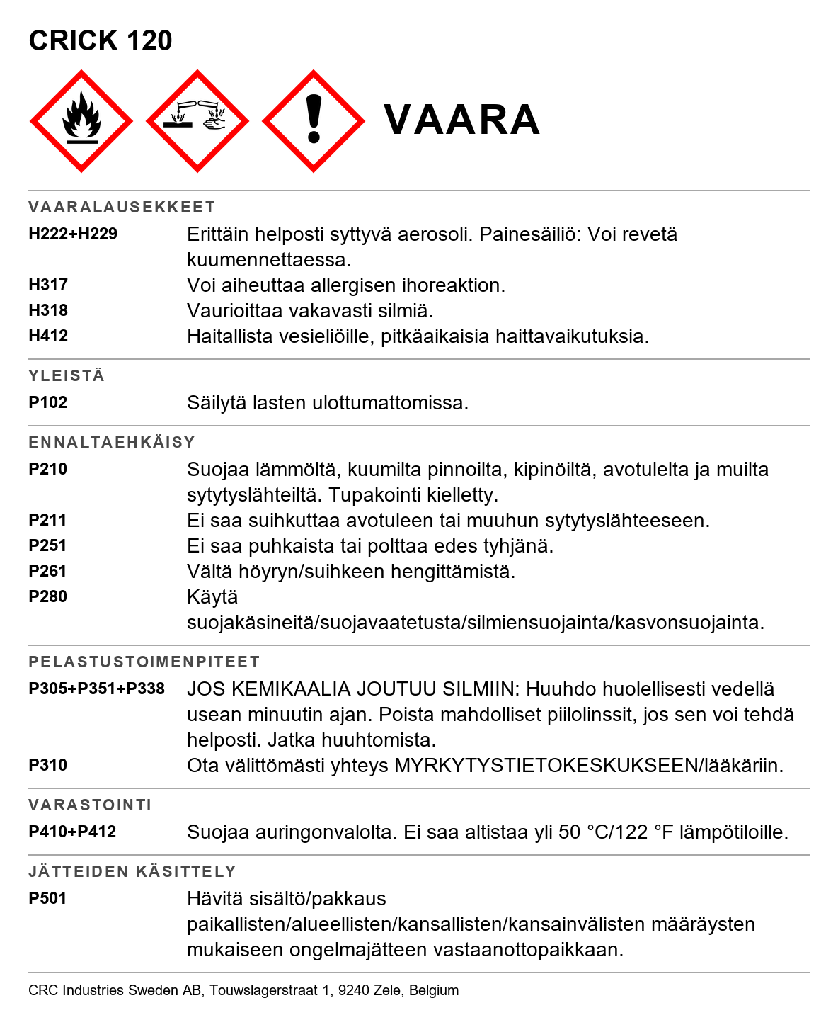 Halkeamienpaikannusaine CRC CRICK 110/CRICK 130
