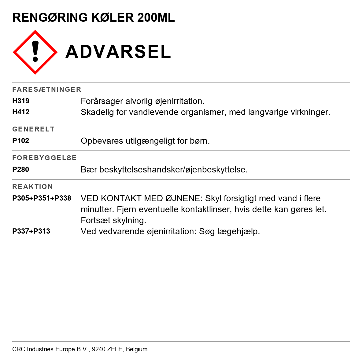 Kølerrengøringsmiddel CRC 32035-AB