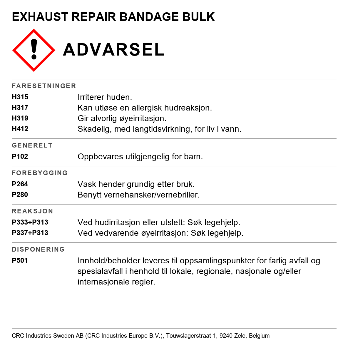 Lyddemperbandasje CRC Exhaust Repair Bandage 4010