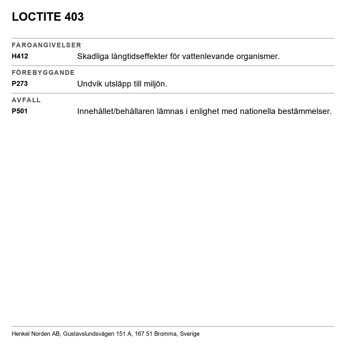 Snabblim luktfri Loctite 403