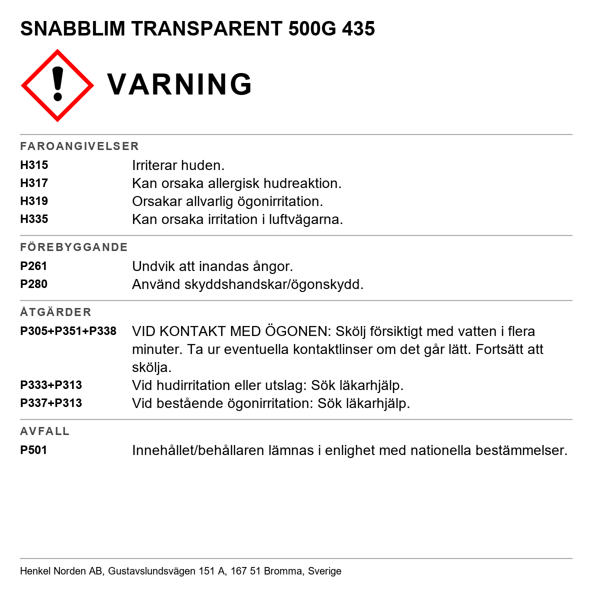 Snabblim luktfri Loctite 435