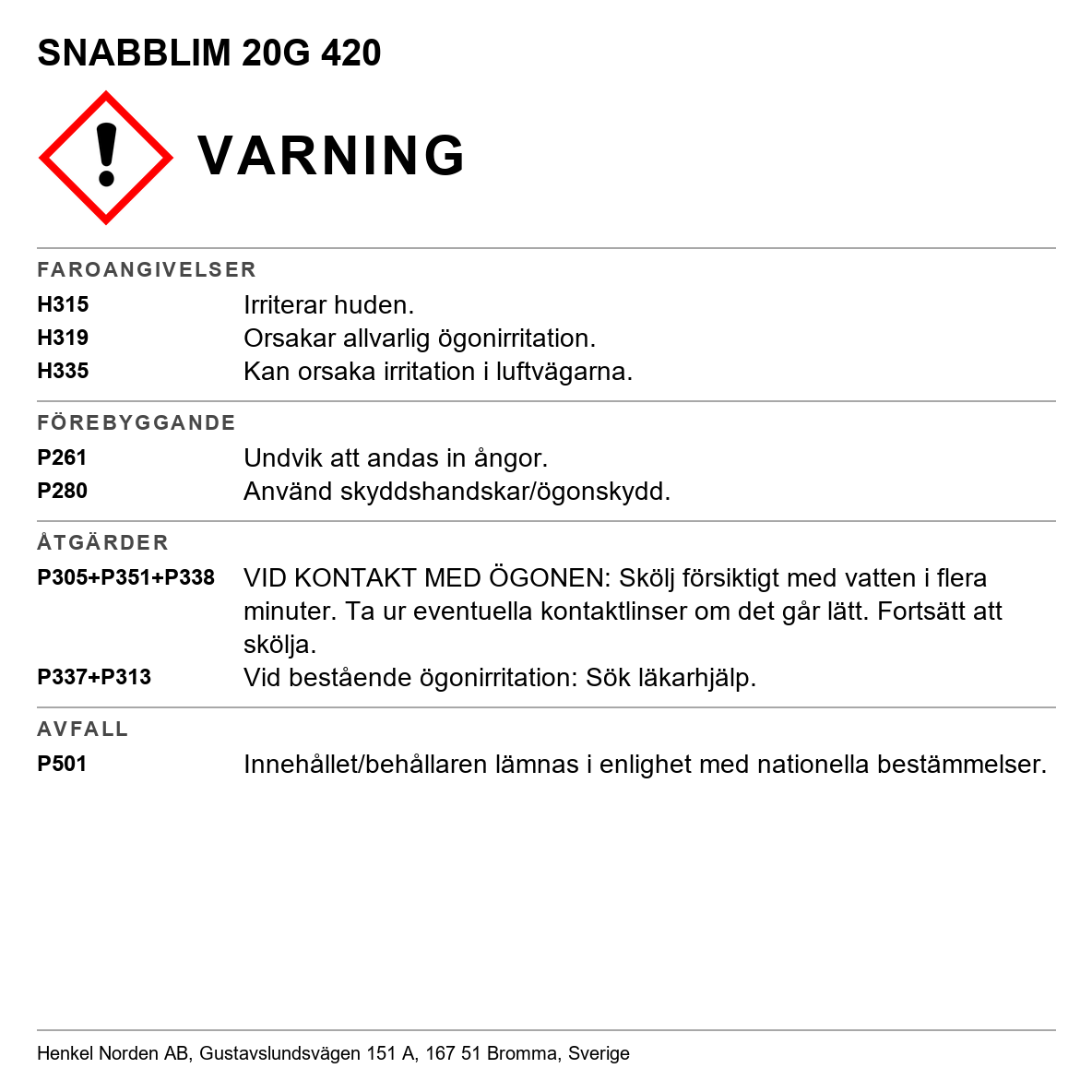 Snabblim Cyanoakrylat Loctite 420