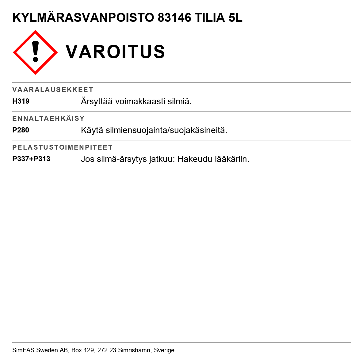 Kylmärasvanpoistoaine Tilia