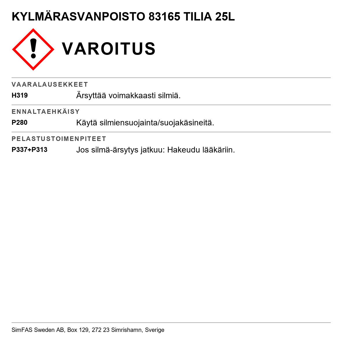 Kylmärasvanpoistoaine Tilia