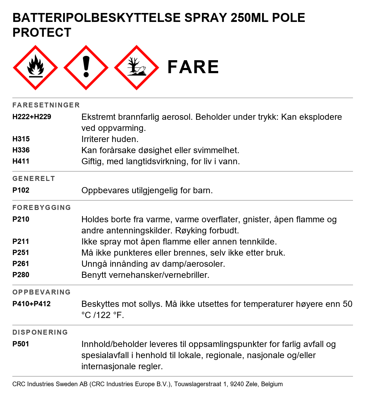 Batteri Pole Protect CRC Battery Pole Protect 1612