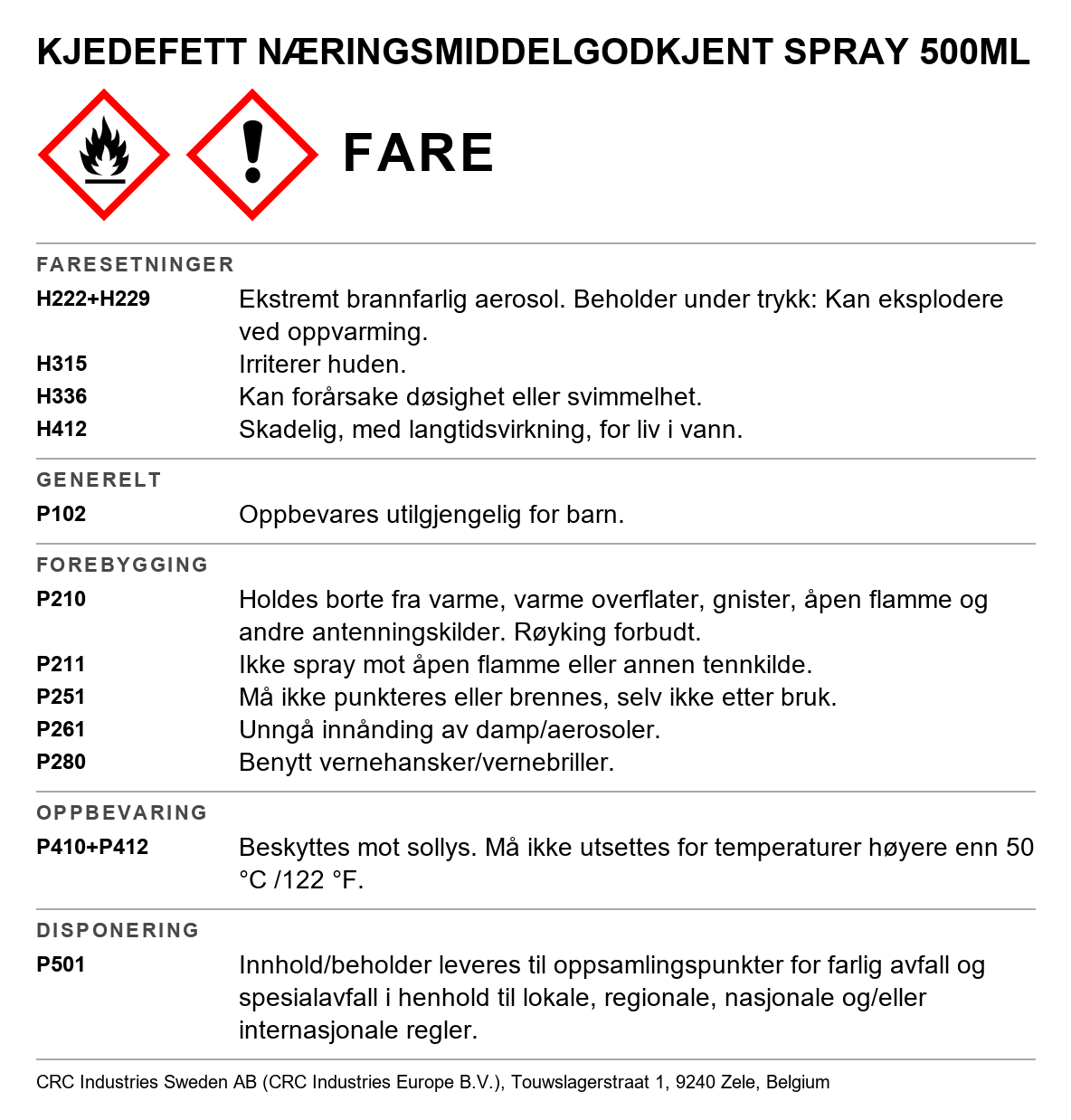 Kjedefett CRC 8050 / 8052