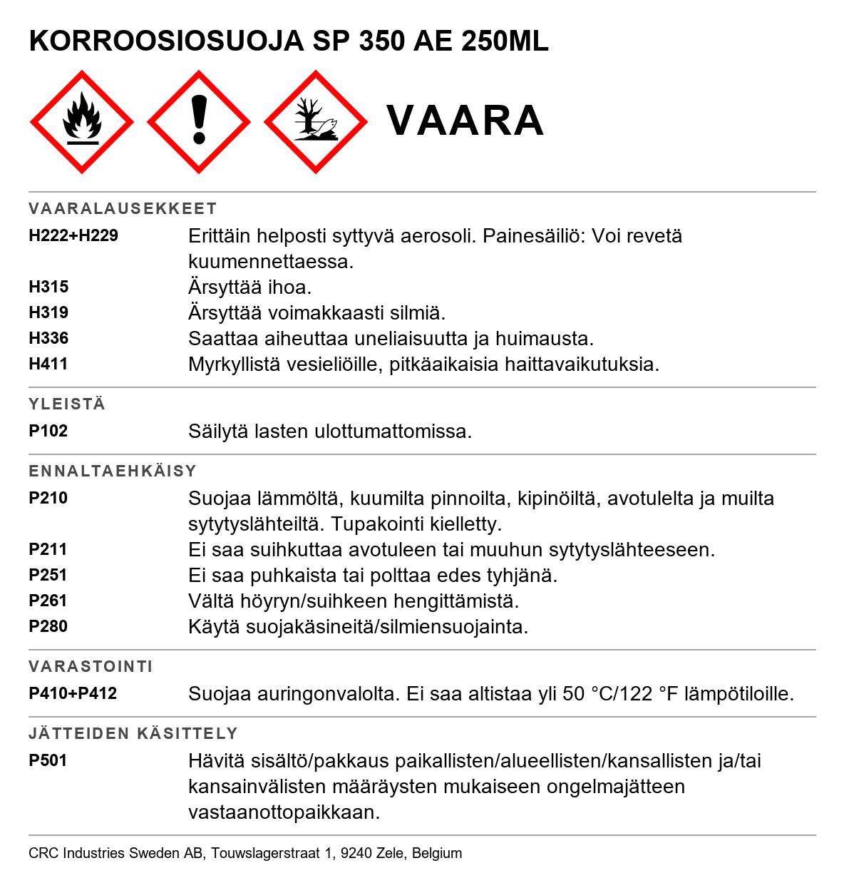 Korroosionsuoja-aine CRC SP 350 II 5086 / 5068