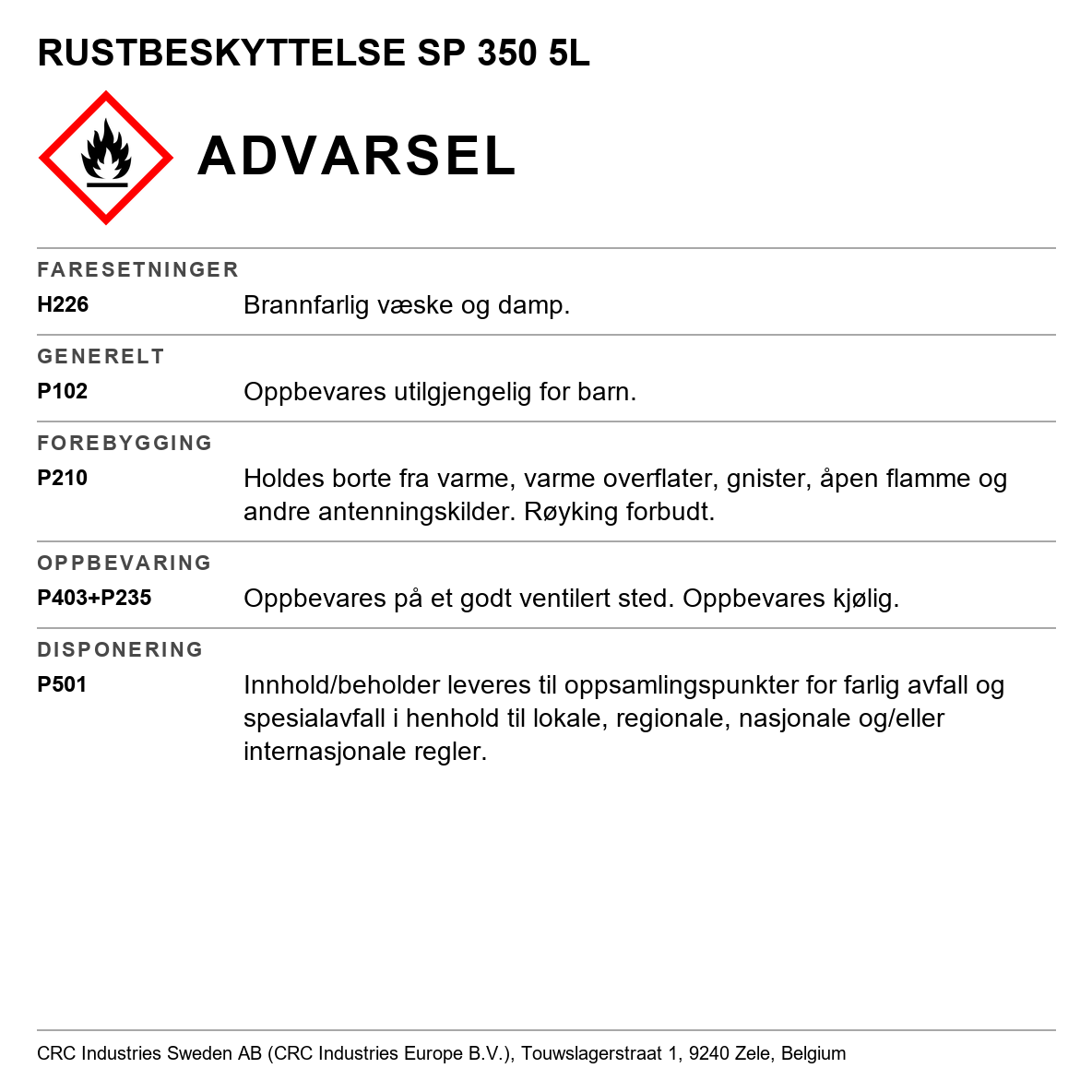 Korrosjonsvern CRC SP 350 II 5086 / 5068