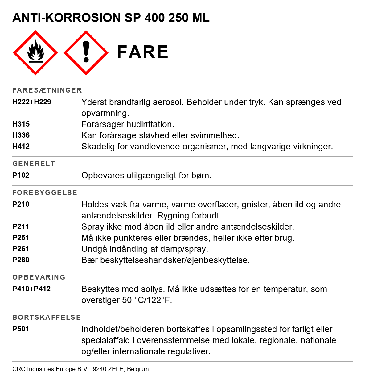 Rustbeskyttelse CRC SP 400 II 6025/6026