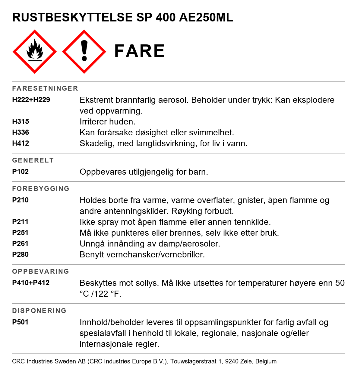 Rustbeskyttelse CRC SP 400 II 6025 / 6026