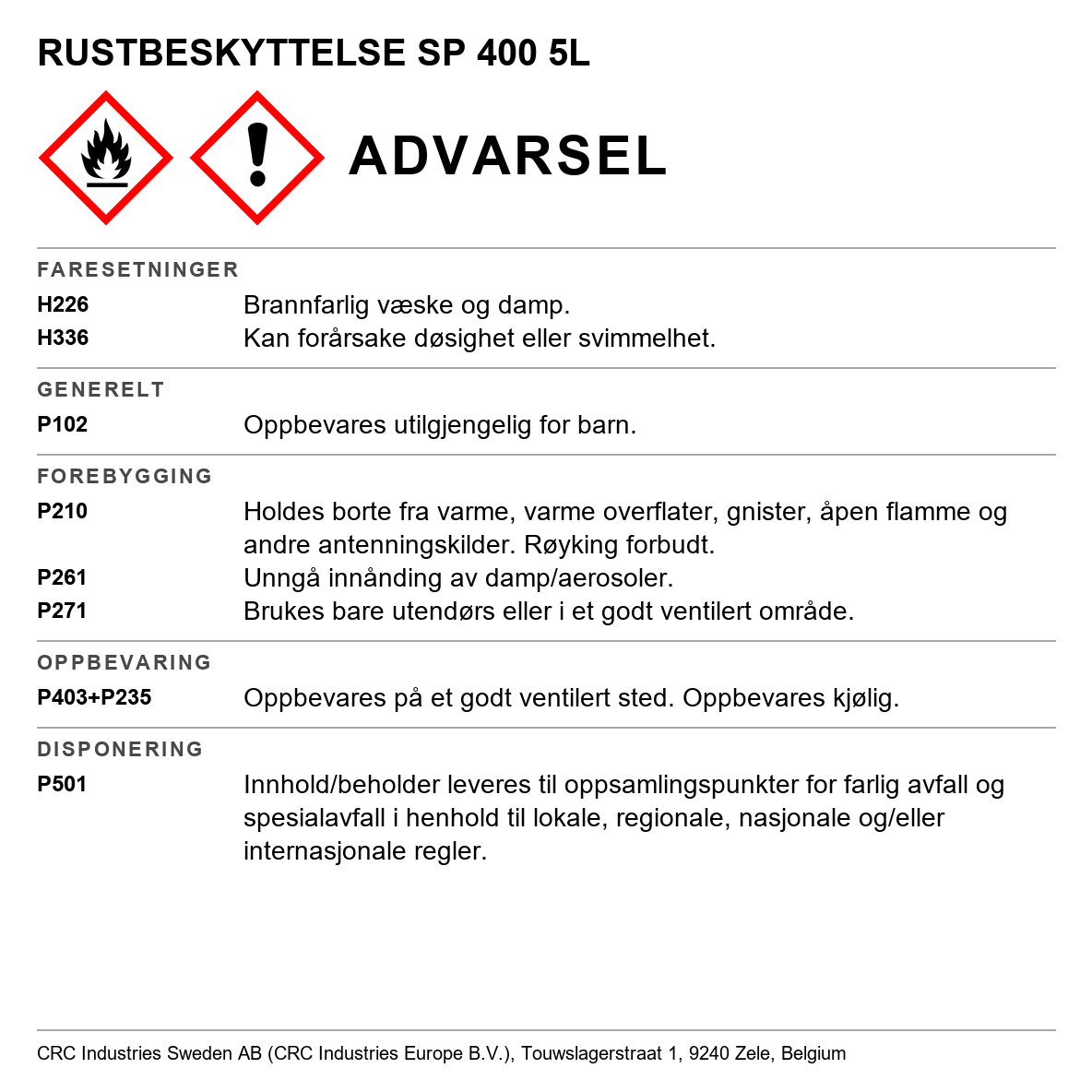 Rustbeskyttelse CRC SP 400 II 6025 / 6026