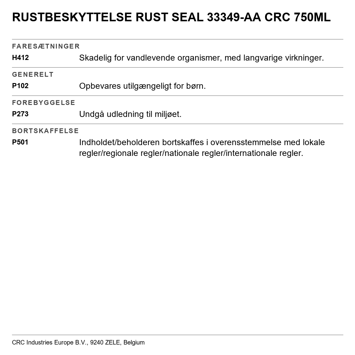 Rusttætning 33349-AA CRC