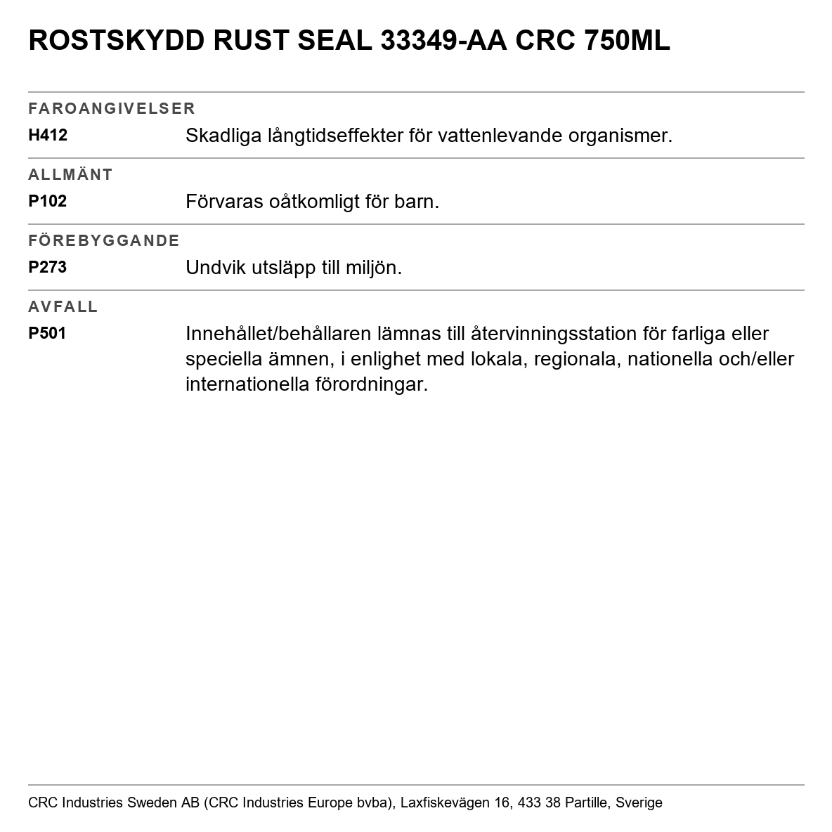 Rust Seal 33349-AA CRC