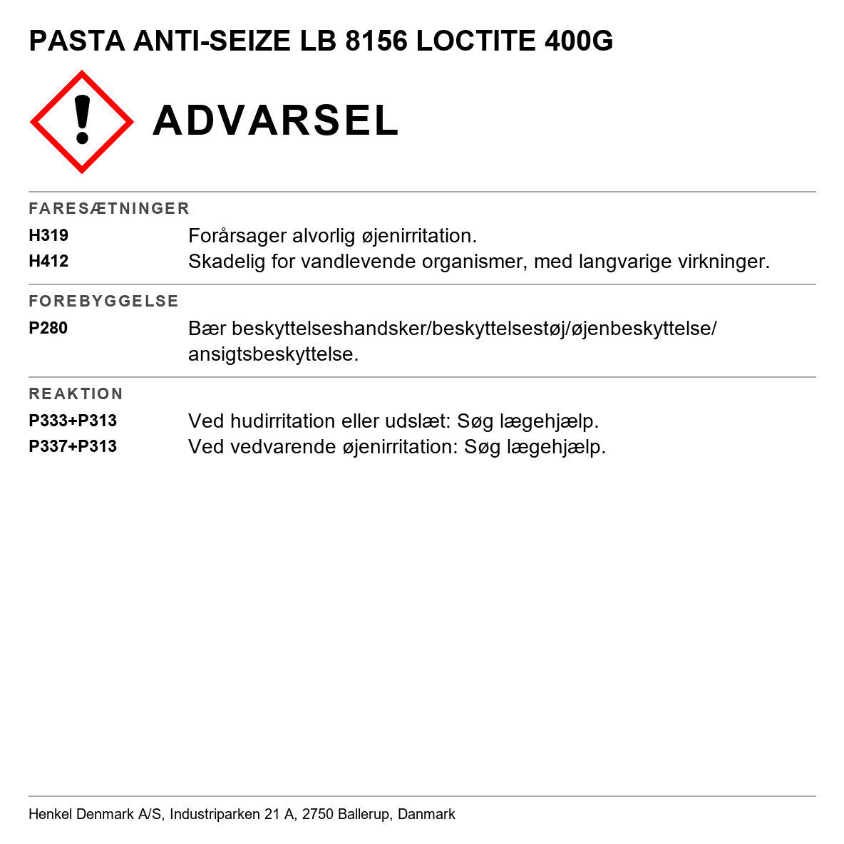 Metalfrit antirivningsmiddel Loctite LB 8156