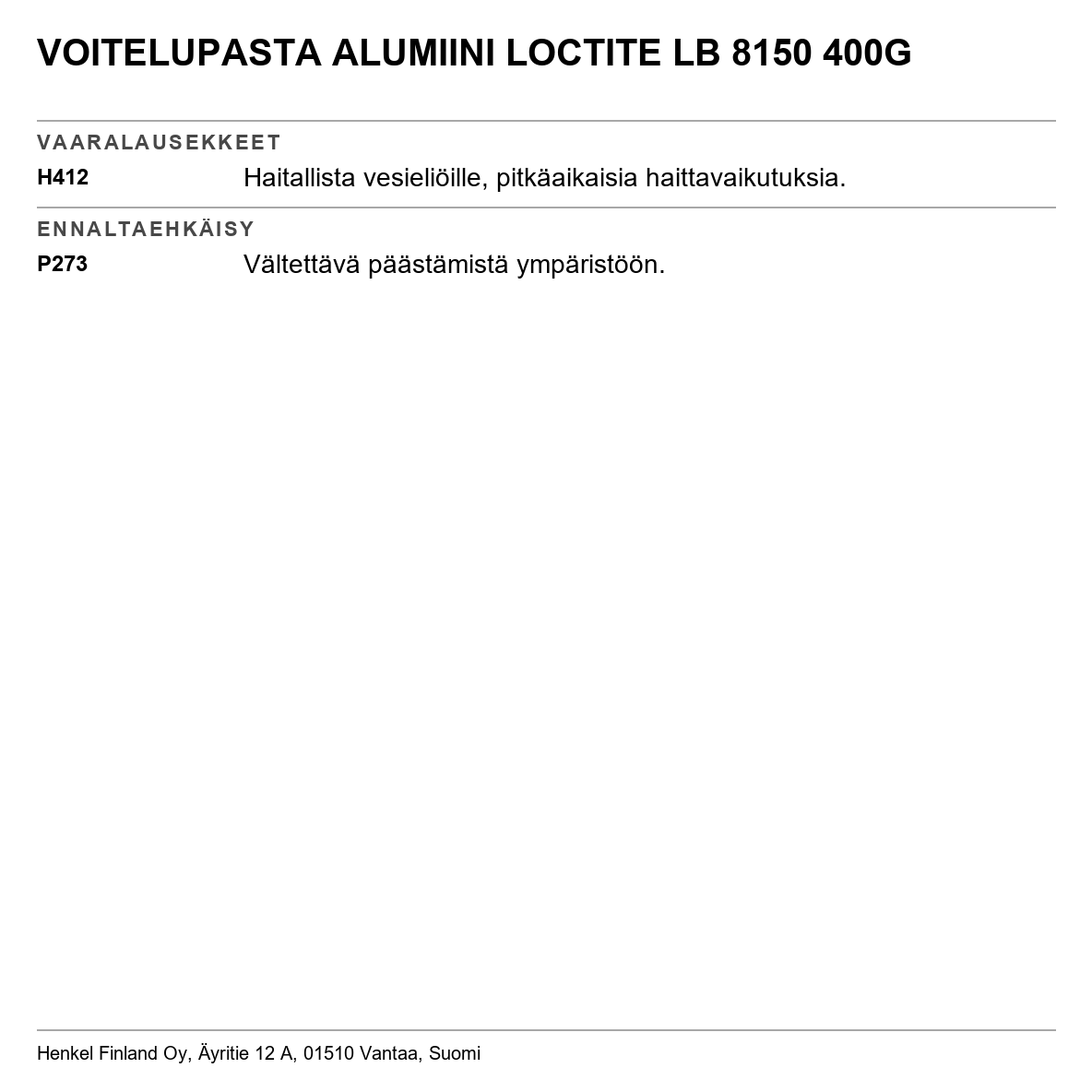 Anti-seize-tahna Loctite 8150 / 5151/ 8151