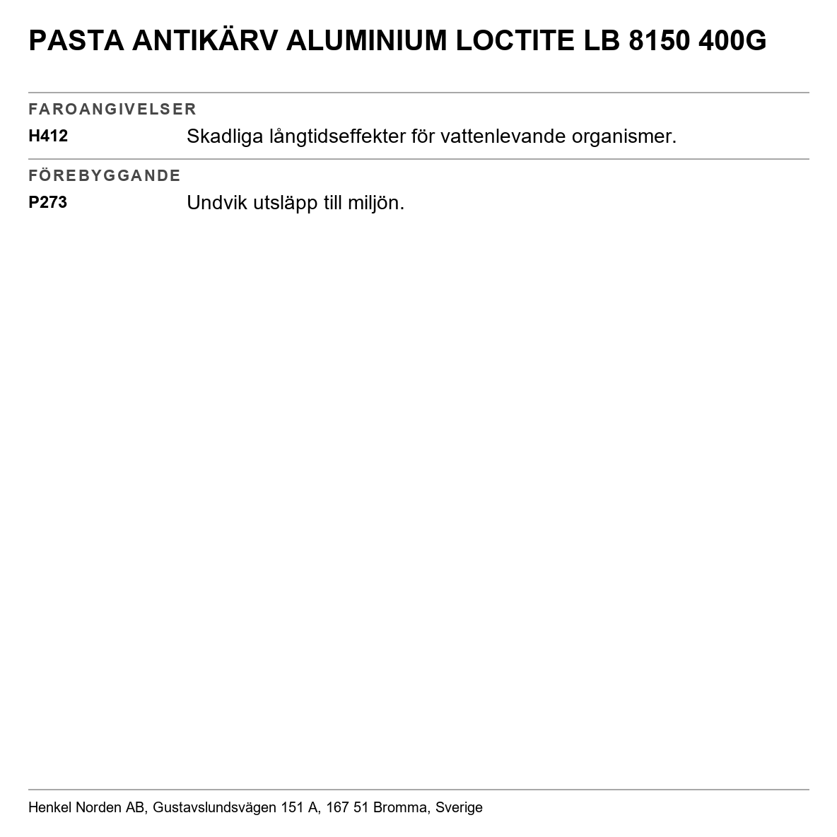 Antikärvpasta Loctite 8150 / 5151 / 8151