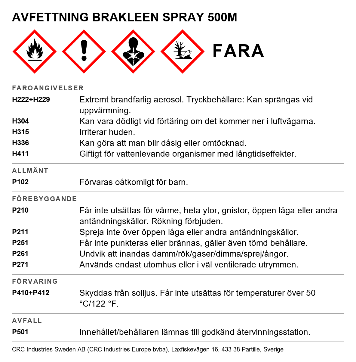 Avfettningsmedel CRC Brake Degreaser 30086-AB