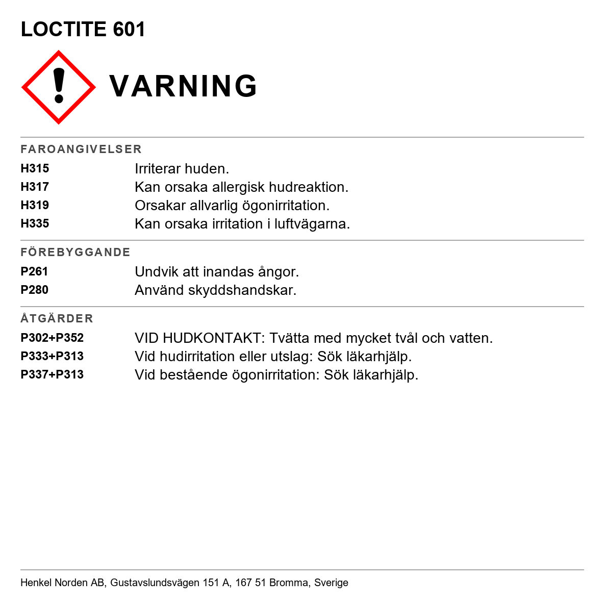 Cylindrisk fastsättning Loctite 601