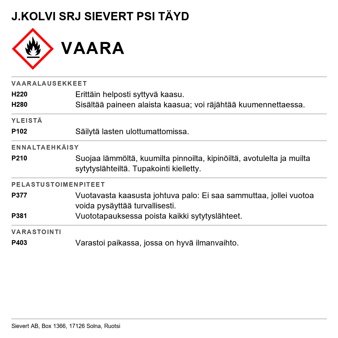 Juottokolvipoltinsarja Sievert PSI