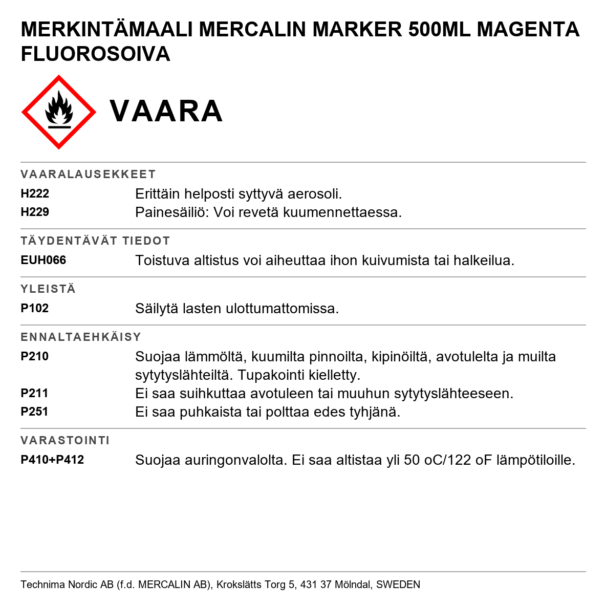 Merkintämaali Mercalin Marker fluoresoiva