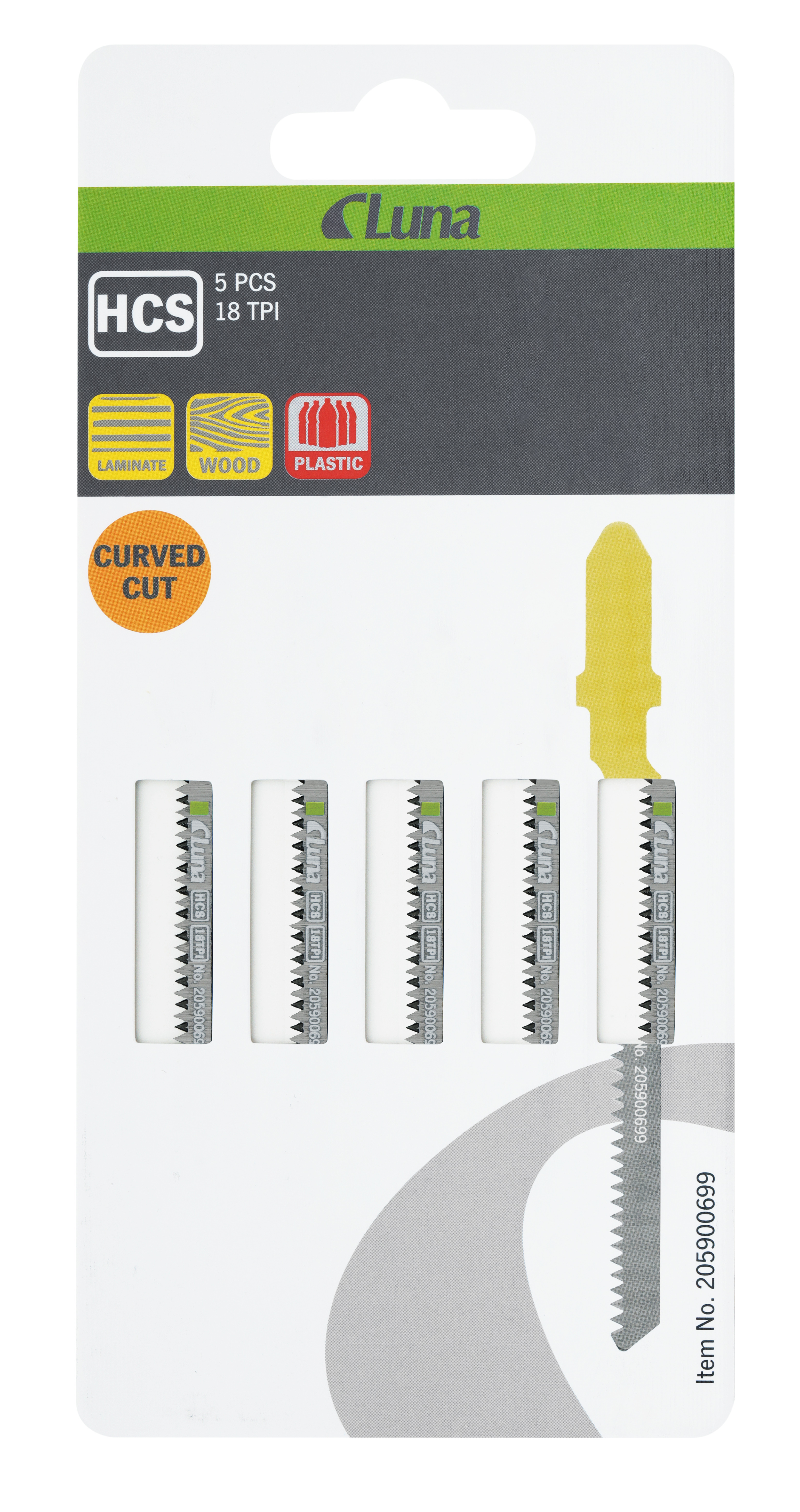 Jigsaw blade HCS for wood, plastic with ground teeth and tapered back TP50