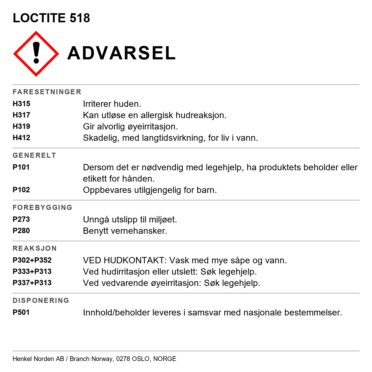 Flenstetting Loctite 518