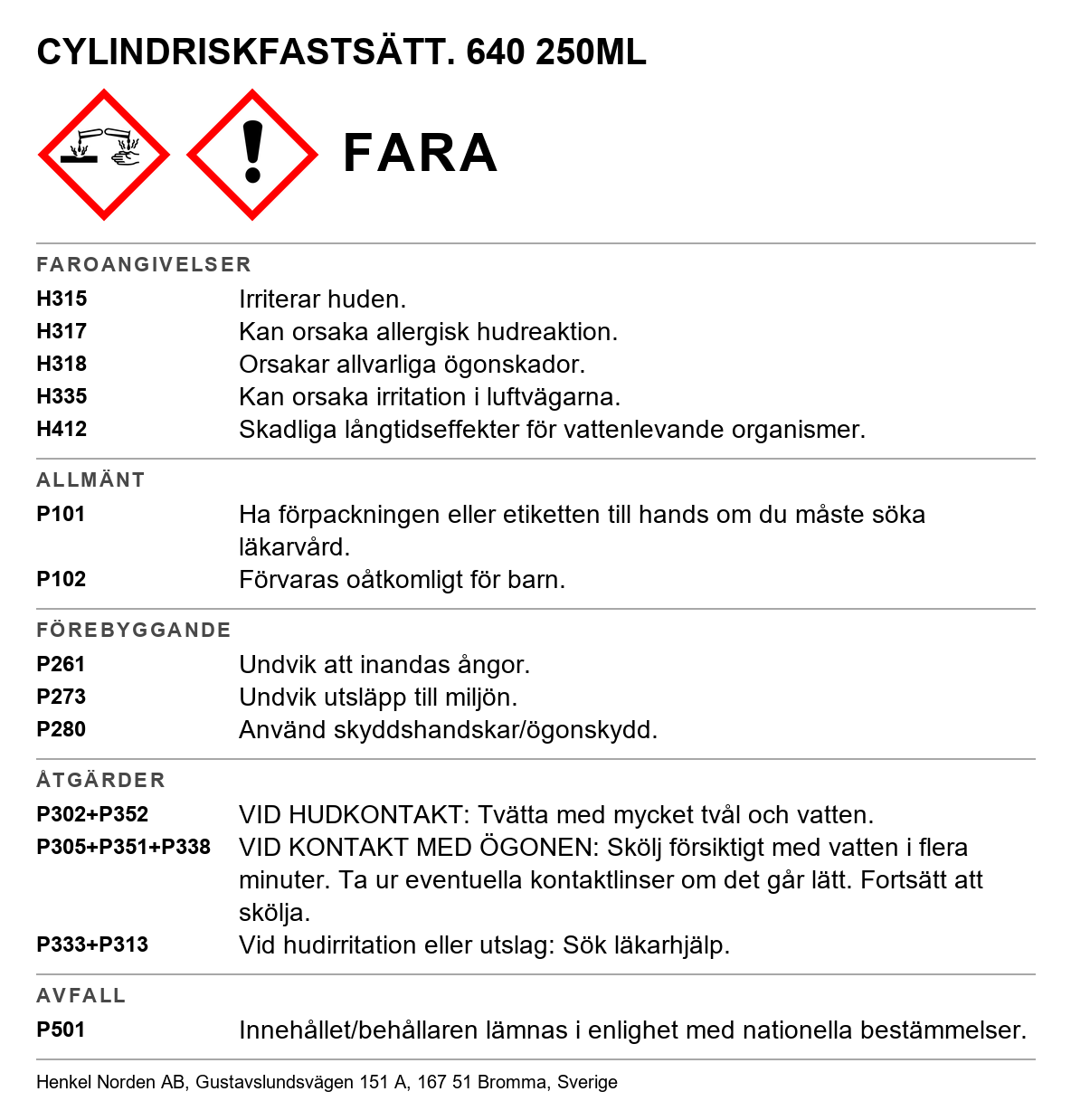 Cylindrisk fastsättning Loctite 640