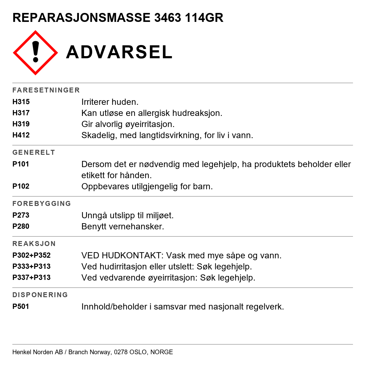 Reparasjonsmasse Loctite 3463