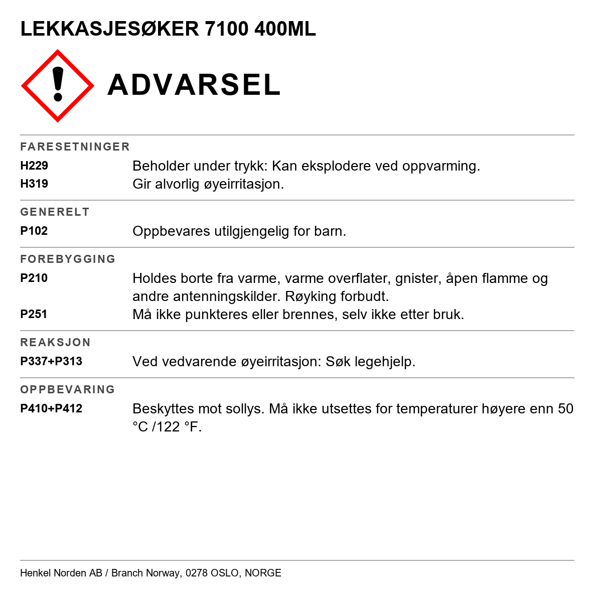 Lekkasjedetektor Loctite 7100